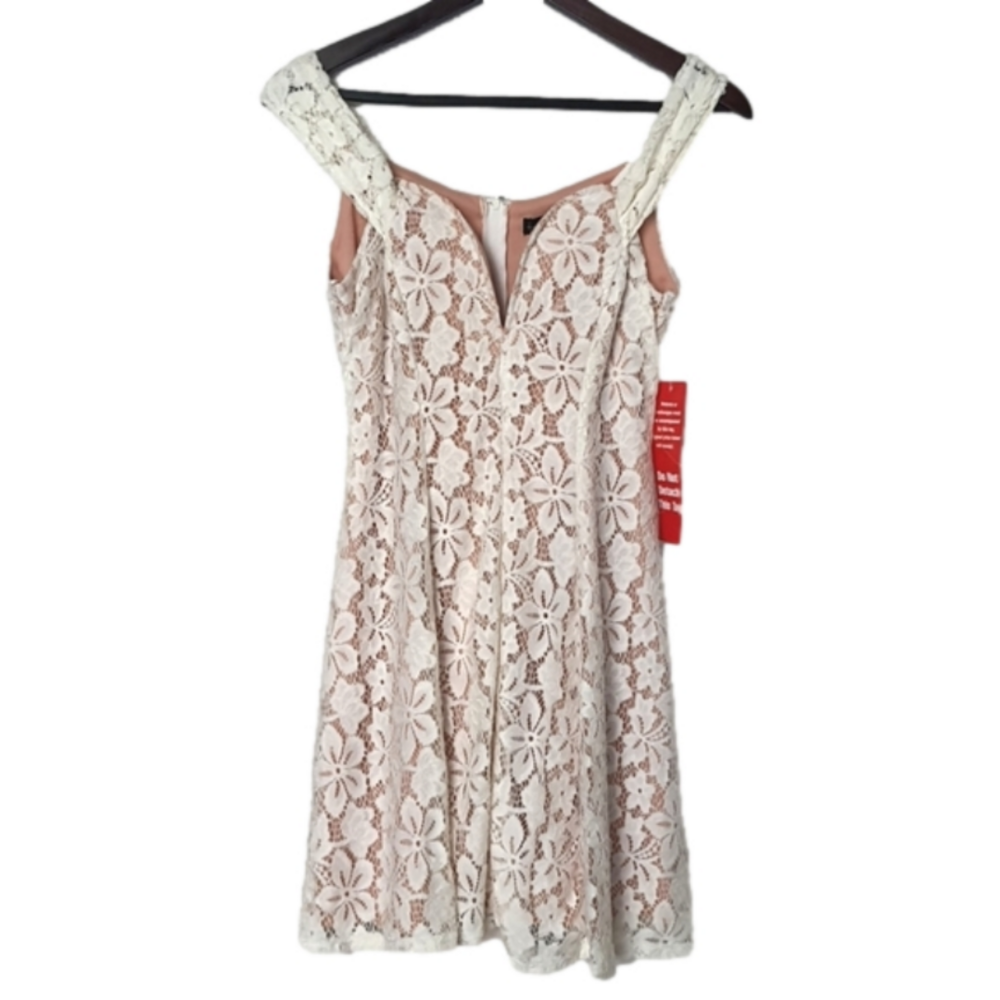 City Triangles Cream Lace Mini Dress
